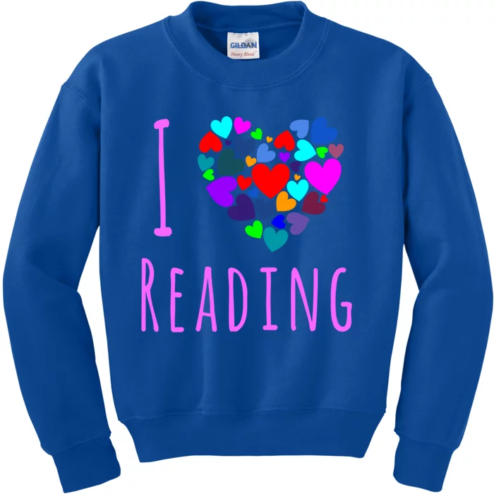 I Love Reading Gift Funny Gift Heart Love Books Reading Club Kids Sweatshirt