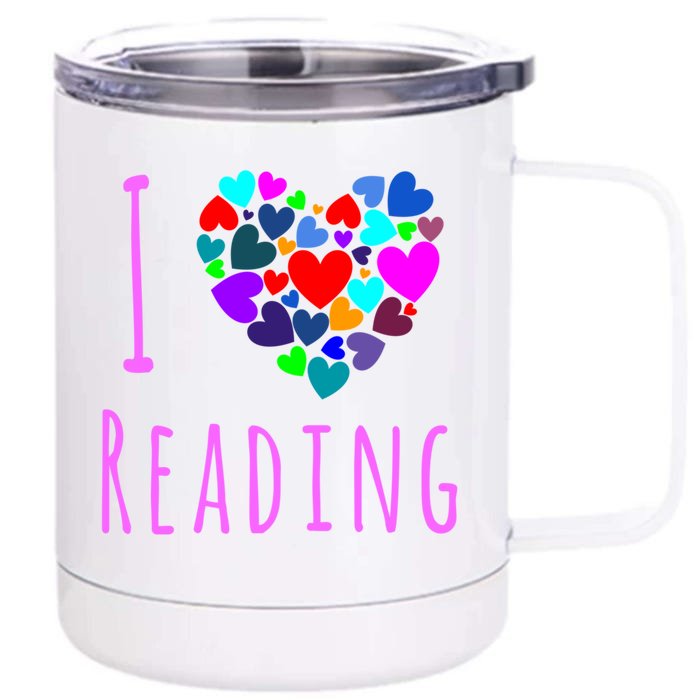 I Love Reading Gift Funny Gift Heart Love Books Reading Club Front & Back 12oz Stainless Steel Tumbler Cup