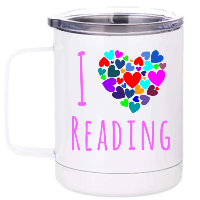 I Love Reading Gift Funny Gift Heart Love Books Reading Club Front & Back 12oz Stainless Steel Tumbler Cup