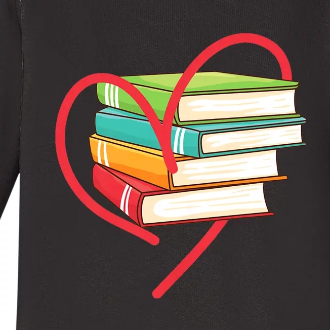 I Love Reading Heart Love Books Gift Library Bookworm Baby Long Sleeve Bodysuit