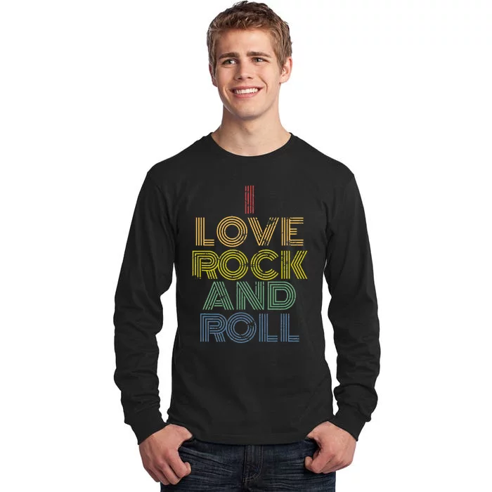 I Love Rock And Roll Distressed Rainbow 70s Tall Long Sleeve T-Shirt