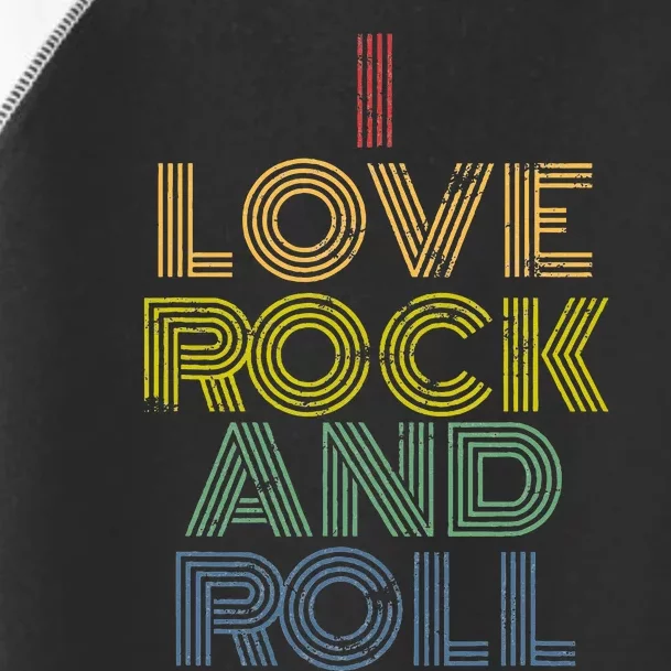 I Love Rock And Roll Distressed Rainbow 70s Toddler Fine Jersey T-Shirt