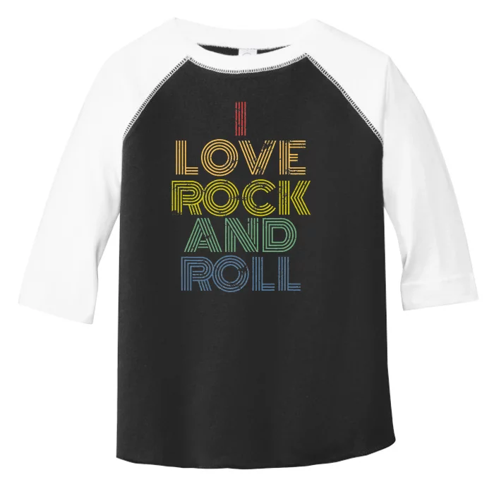 I Love Rock And Roll Distressed Rainbow 70s Toddler Fine Jersey T-Shirt