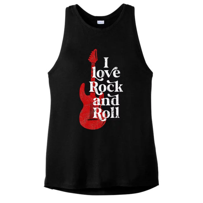 I Love Rock And Roll Ladies Tri-Blend Wicking Tank