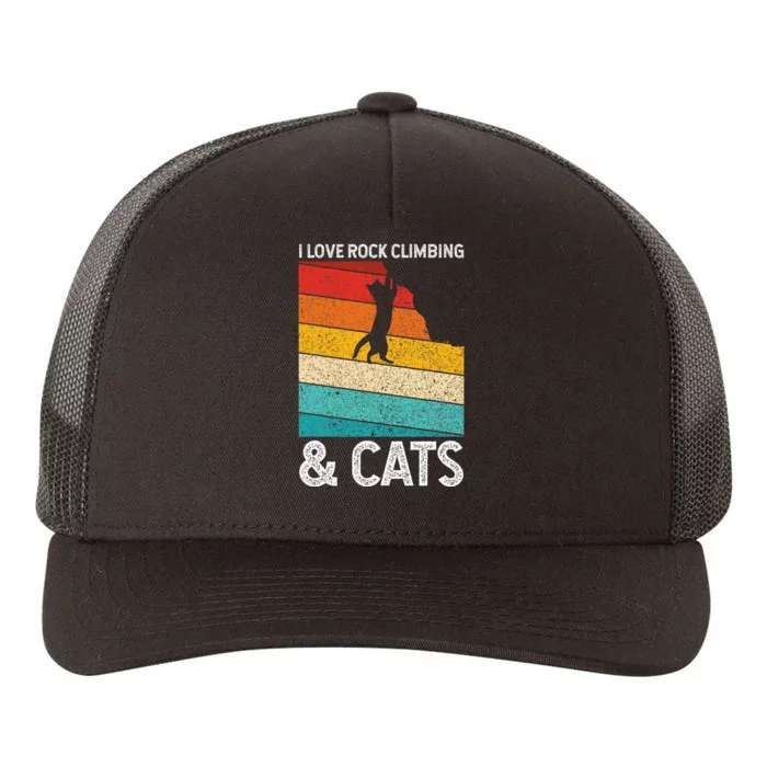 I Love Rock Climbing & Cats Cute Kitty Cat Lover Gift Yupoong Adult 5-Panel Trucker Hat