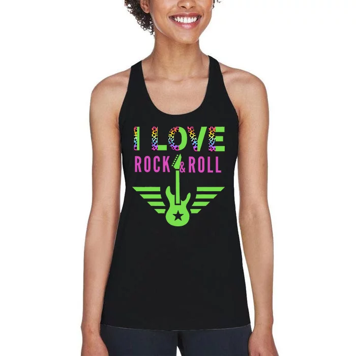 I Love Rock And Roll Guitar Women's Racerback Tank