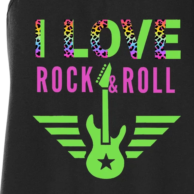 I Love Rock And Roll Guitar Women's Racerback Tank