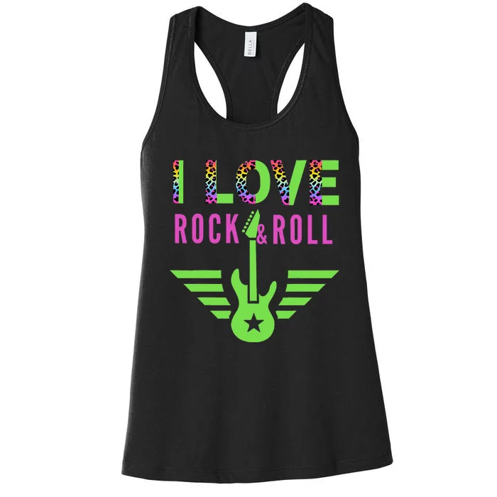 I Love Rock And Roll Guitar Women's Racerback Tank