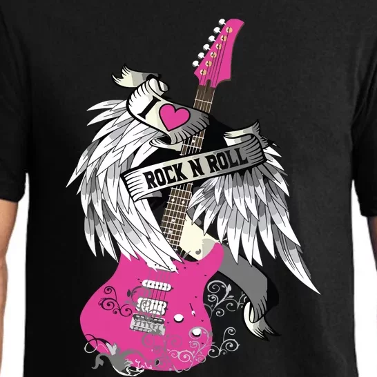 I Love Rock And Roll Guitar Angel Wings Pajama Set