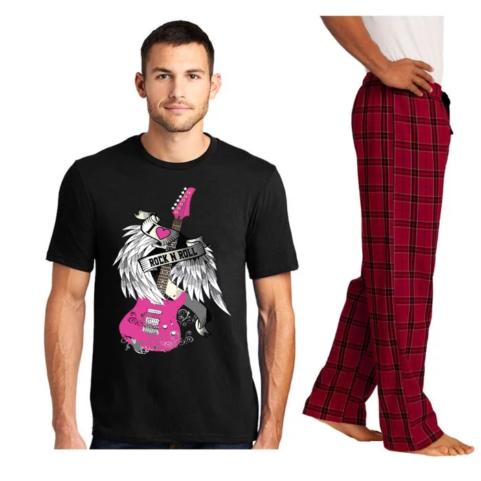 I Love Rock And Roll Guitar Angel Wings Pajama Set