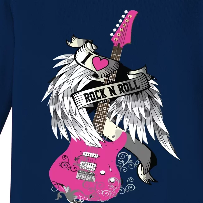 I Love Rock And Roll Guitar Angel Wings Baby Long Sleeve Bodysuit