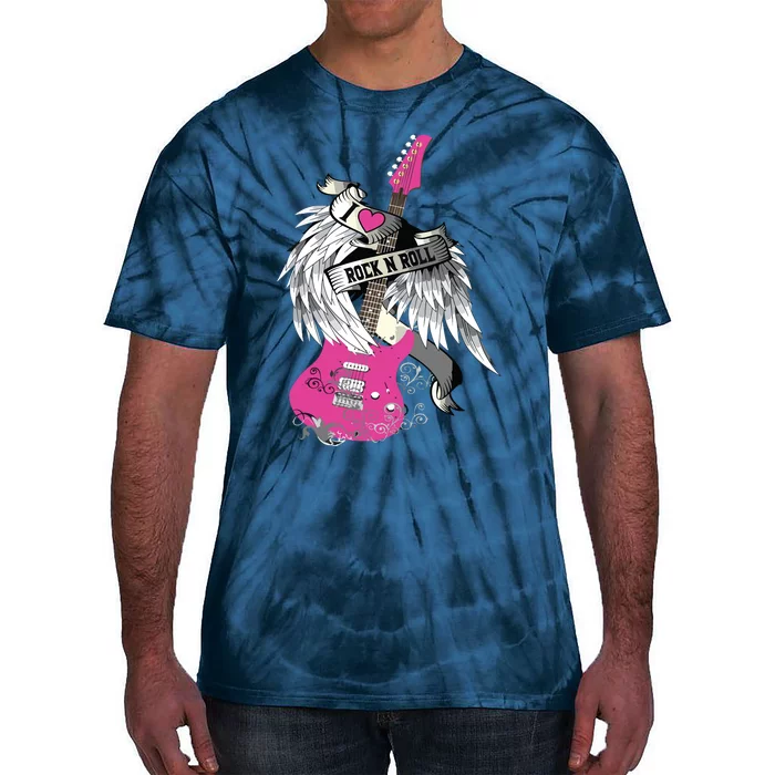 I Love Rock And Roll Guitar Angel Wings Tie-Dye T-Shirt