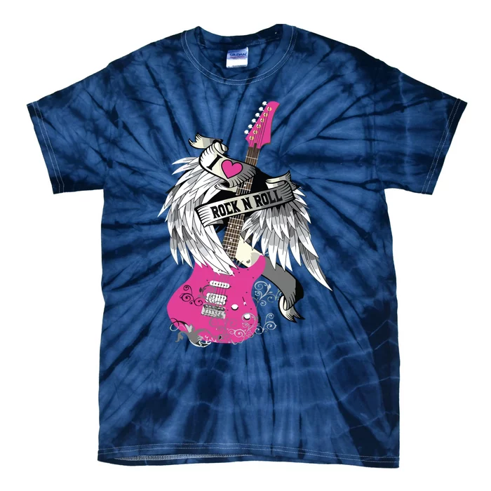 I Love Rock And Roll Guitar Angel Wings Tie-Dye T-Shirt