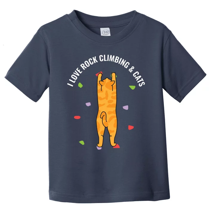 I Love Rock Climbing Cats, Orange Kitty Cat Climber Toddler T-Shirt