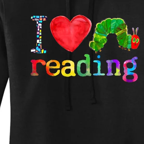 I Love Reading Cute Heart Funny Bookworm Book Lover Teacher Women's Pullover Hoodie