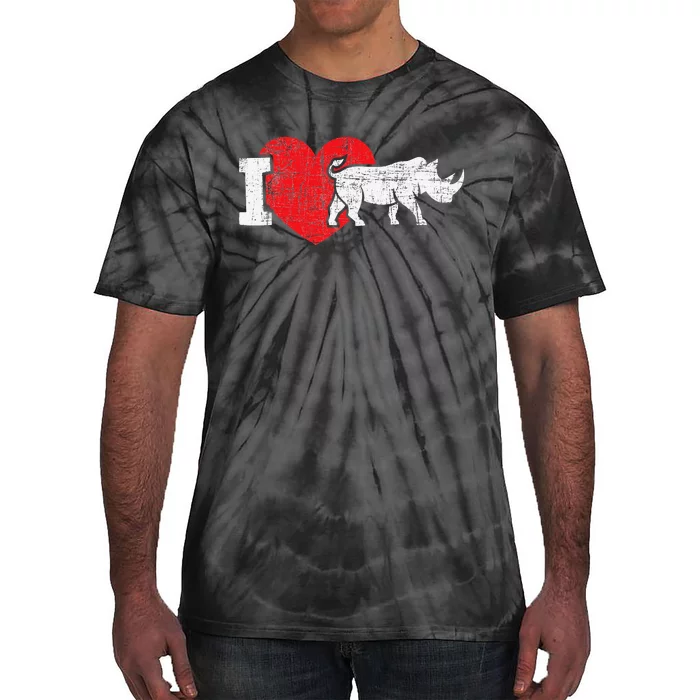 I Love Rhino Rhinoceros Safari Animal Zookeeper Zoology Tie-Dye T-Shirt