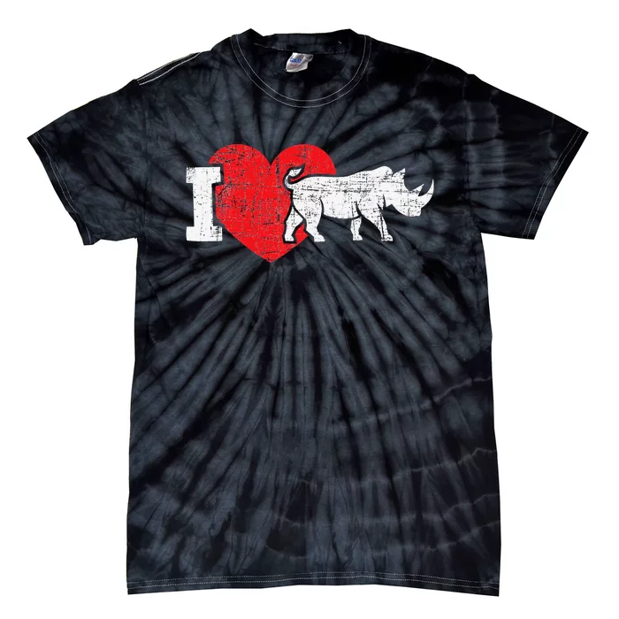 I Love Rhino Rhinoceros Safari Animal Zookeeper Zoology Tie-Dye T-Shirt