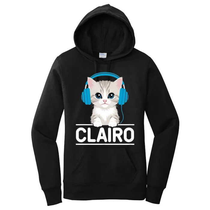 I Love Red Heart Personalized My Clairo First Name Cat Women's Pullover Hoodie