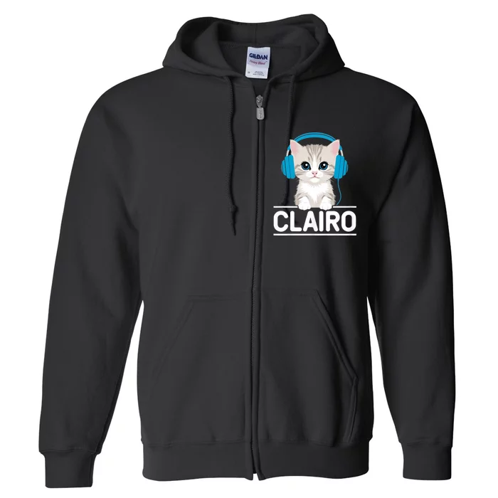 I Love Red Heart Personalized My Clairo First Name Cat Full Zip Hoodie