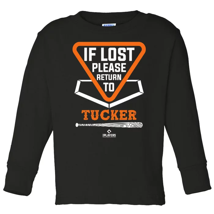 If Lost Return to Kyle Tucker Funny Baseball Sayings Toddler Long Sleeve Shirt