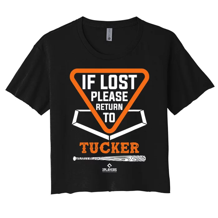 If Lost Return to Kyle Tucker Funny Baseball Sayings Women's Crop Top Tee