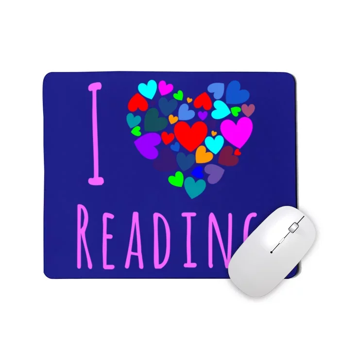 I Love Reading Gift Funny Gift Heart Love Books Reading Club Mousepad