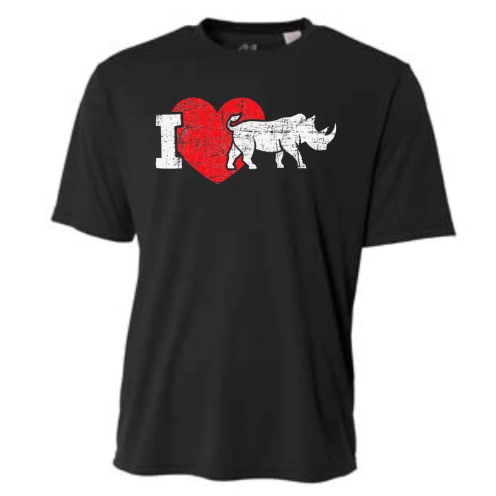 I Love Rhino Rhinoceros Safari Animal Zookeeper Zoology Cooling Performance Crew T-Shirt