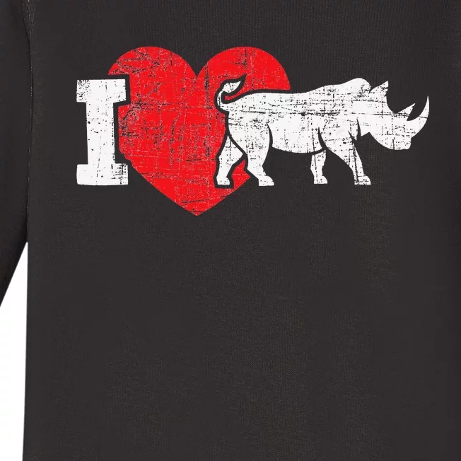 I Love Rhino Rhinoceros Safari Animal Zookeeper Zoology Baby Long Sleeve Bodysuit