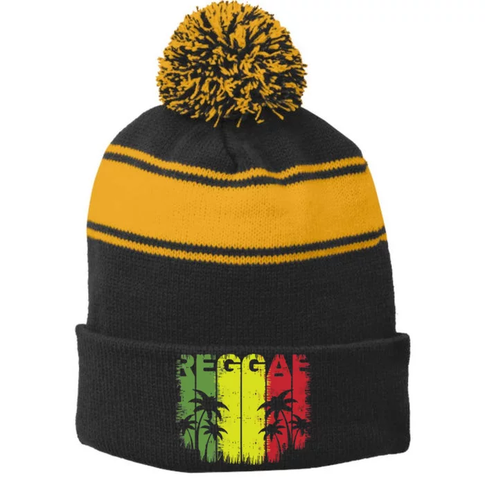 I Love Reggae Music Hoodie Stripe Pom Pom Beanie