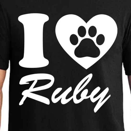 I Love Ruby Dog Name Funny For Dog Lovers Gift Pajama Set