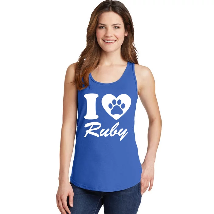 I Love Ruby Dog Name Funny For Dog Lovers Gift Ladies Essential Tank