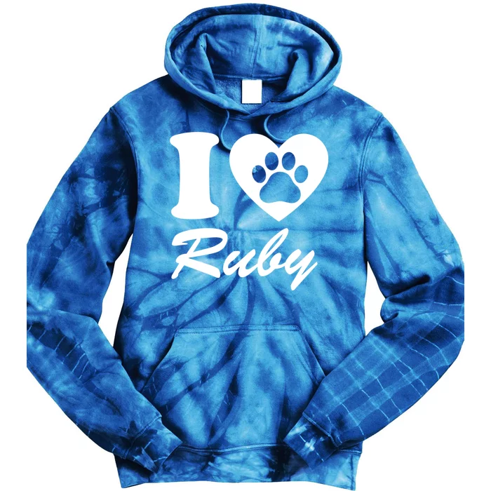 I Love Ruby Dog Name Funny For Dog Lovers Gift Tie Dye Hoodie