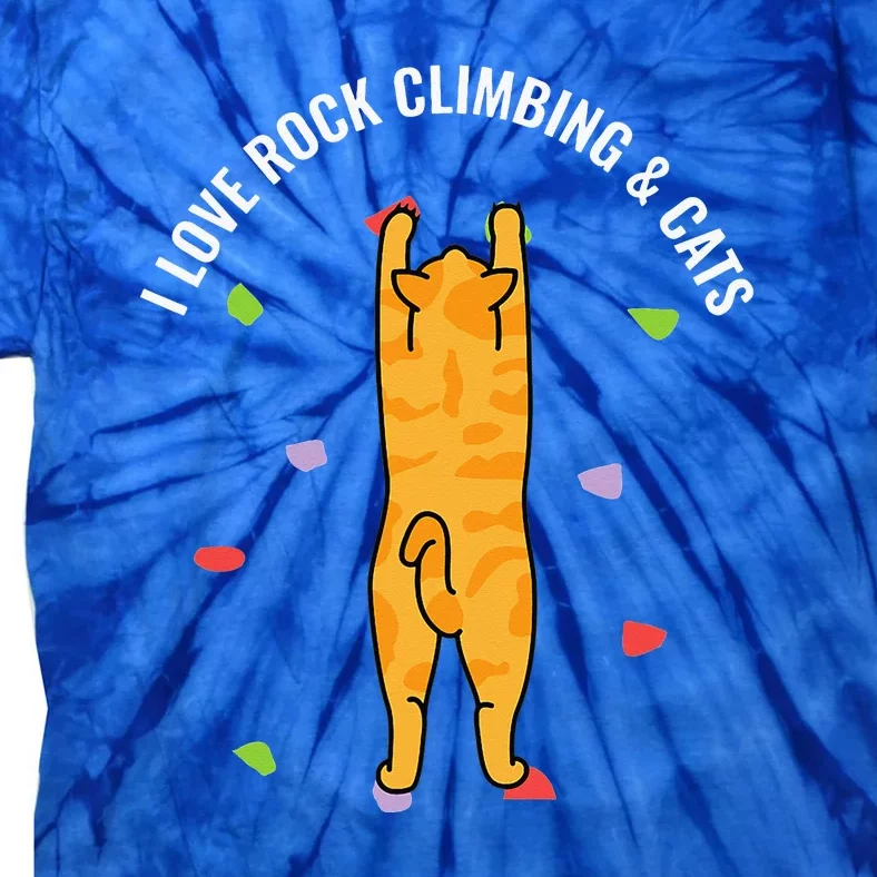 I Love Rock Climbing & Cats Cute Kitty Cat Feline Tie-Dye T-Shirt