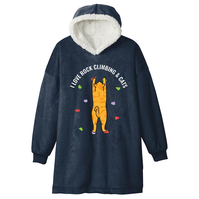 I Love Rock Climbing & Cats Cute Kitty Cat Feline Hooded Wearable Blanket