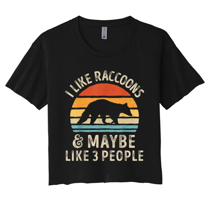 I Like Raccoons And Maybe Like 3 People Raccoon Lover Retro Women's Crop Top Tee