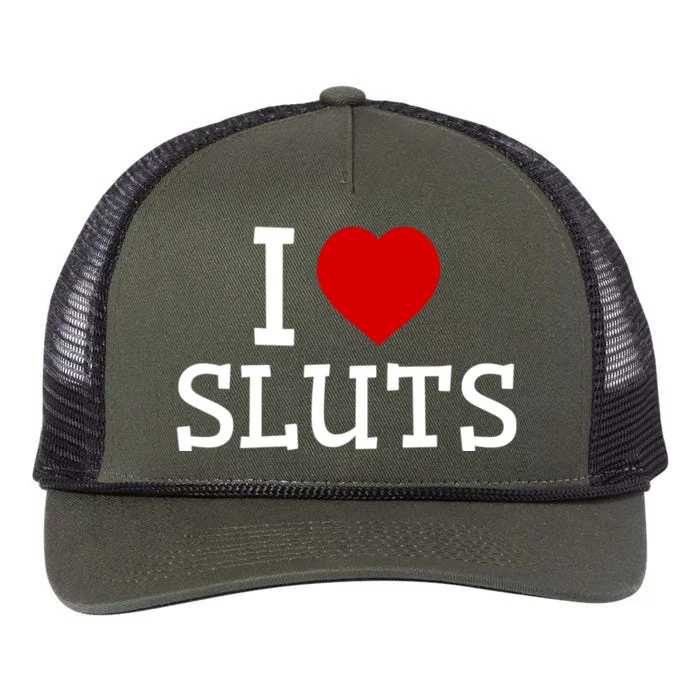 I Love Sluts I Heart Sluts Red Heart Love Sluts Retro Rope Trucker Hat Cap