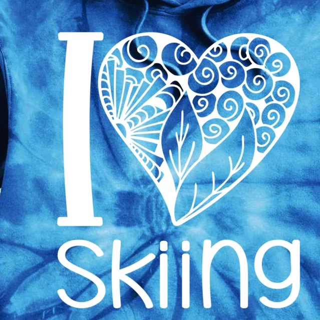 I Love Skiing For Ski Lovers Gift Tie Dye Hoodie