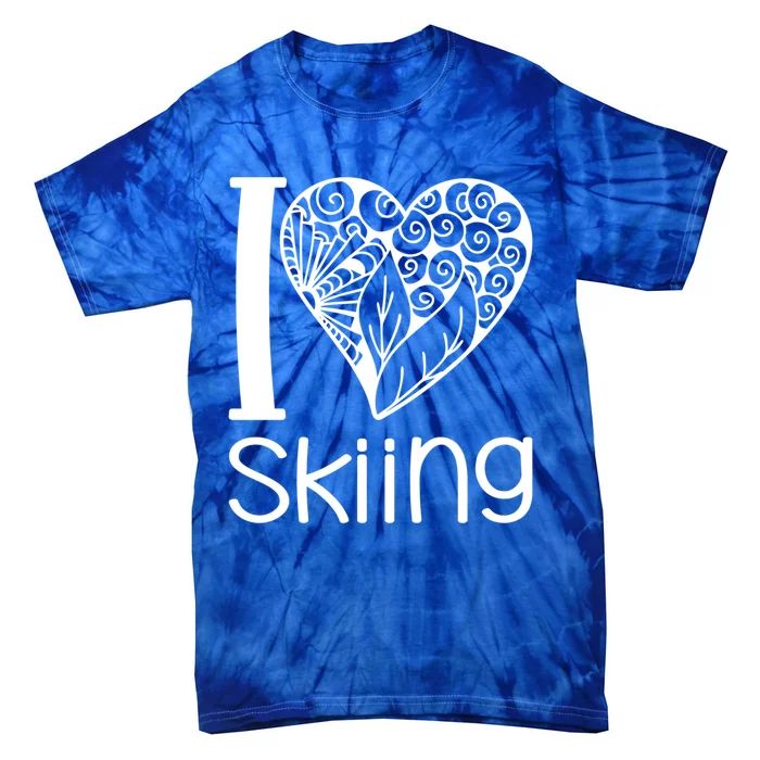 I Love Skiing For Ski Lovers Gift Tie-Dye T-Shirt