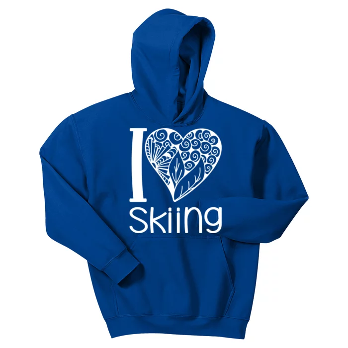 I Love Skiing For Ski Lovers Gift Kids Hoodie