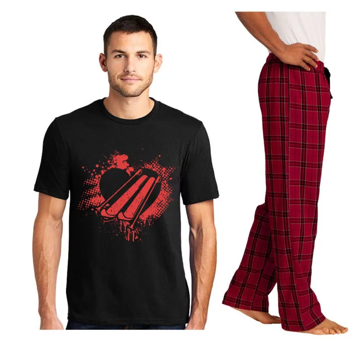 I Love Skiing Funny Ski Skier Valentine's Day Gift Pajama Set