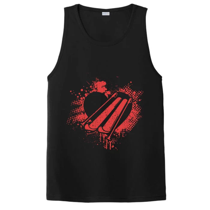 I Love Skiing Funny Ski Skier Valentine's Day Gift Performance Tank