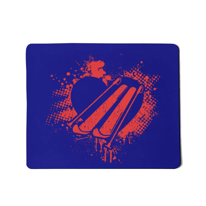 I Love Skiing Funny Ski Skier Valentine's Day Gift Mousepad