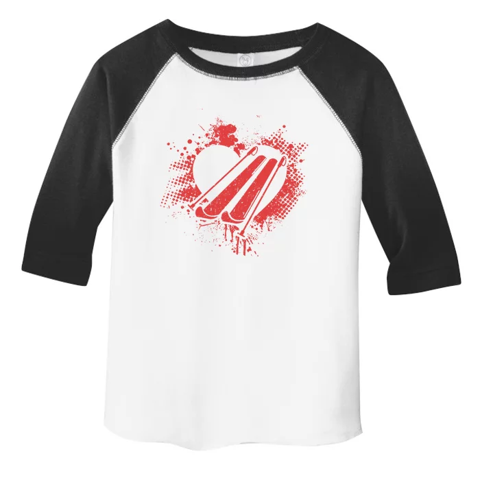 I Love Skiing Funny Ski Skier Valentine's Day Gift Toddler Fine Jersey T-Shirt