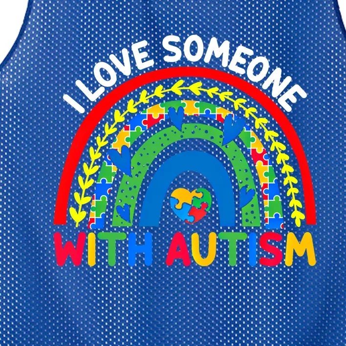 I Love Someone With Autism Awareness Gift Mesh Reversible Basketball Jersey Tank