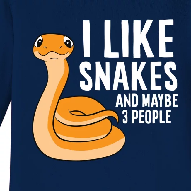 I Like Snakes And Maybe 3 People Snake Reptile Lover Gift Baby Long Sleeve Bodysuit