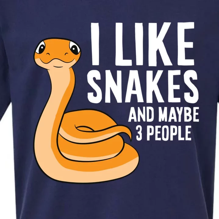 I Like Snakes And Maybe 3 People Snake Reptile Lover Gift Sueded Cloud Jersey T-Shirt