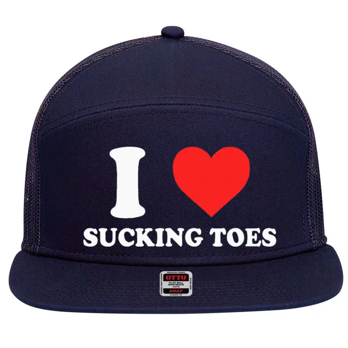 I Love Sucking Toes Heart 7 Panel Mesh Trucker Snapback Hat