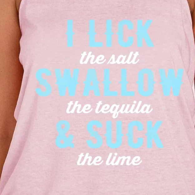 I Lick Salt Swallow Tequila Suck Lime Funny Mexican Ing Cool Gift Women's Knotted Racerback Tank