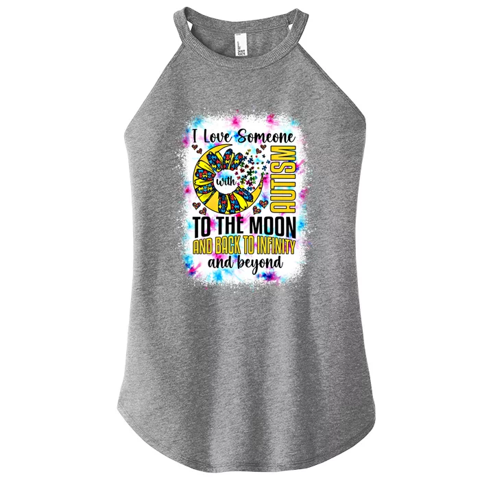 I Love Someone With Autism Moon And Back Support Autism Gift Women’s Perfect Tri Rocker Tank