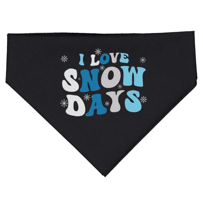 I Love Snow Days Snow Day Supporter Snow Lover USA-Made Doggie Bandana